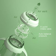 POTATO glass bottle with fast-flow nipple demonstrates anti-colic design for steady feeding