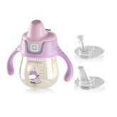 POTATO Sippy Cups pink straw front view—leak-free learning hydration for toddlers.