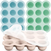 Potchen 3 Pcs baby food storage tray in apricot color for quick color-coded prep.