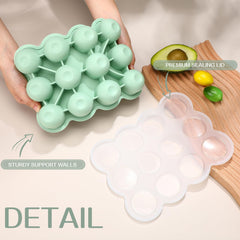 Potchen baby food freezer tray with lid demonstrates stackable design to save fridge space.