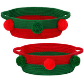 Potchen christmas gift basket green and red with sturdy woven design, ideal for gift presentation