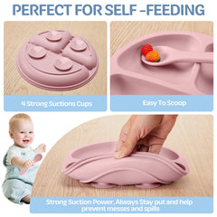 Potchen suction plate 6-pack in dark blue supports independent feeding sessions
