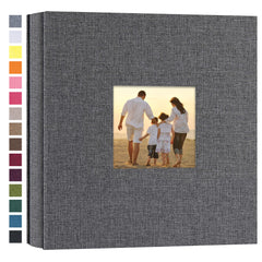 potricher small photo album gray linen cover highlights durable memory keeping.