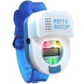Potty Time Potty Watch blue front view cues potty breaks with flashing lights.