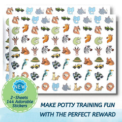 POTTY TIME potty-watch-chart-savanna-144 sticker pack with easy-to-peel stickers