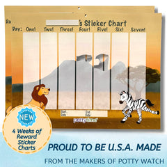 POTTY TIME savanna theme chart on wall invites toddler potty routines