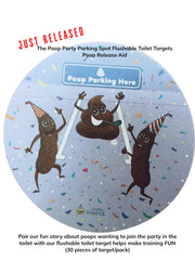 PottyFriend Poop Party Target in-use toilet aid promotes confident releases during potty training.