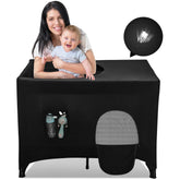 Poudee Pack n Play Blackout Cover front view blocks light for easier naps