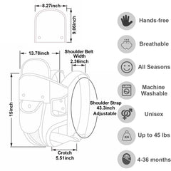 POVENK 4-in-1 baby carrier beige back view shows ergonomic support