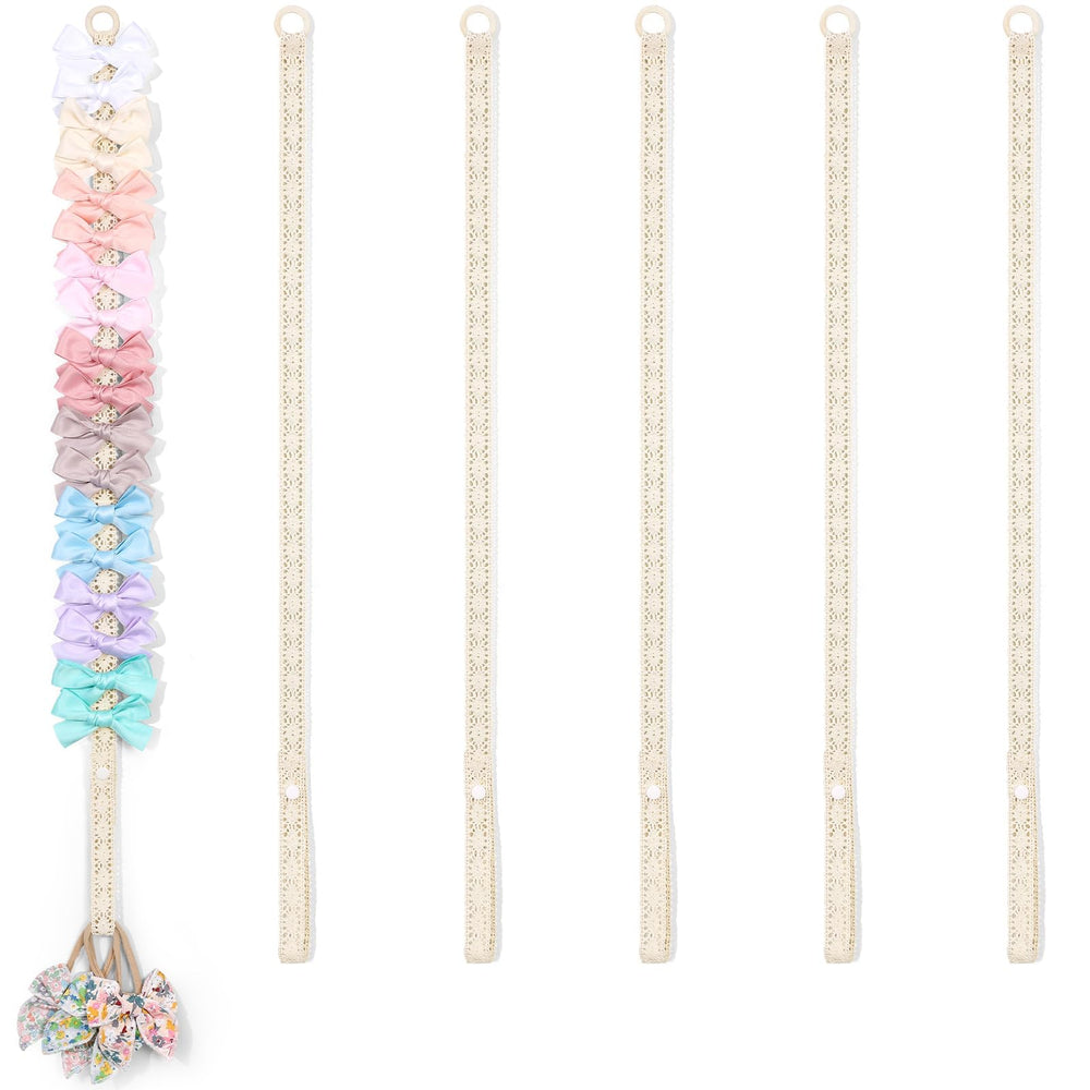 POVETIRE 6PCS hair bow organizer on wall showing quick-access bow storage for baby accessories.