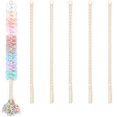 POVETIRE 6PCS hair bow organizer on wall showing quick-access bow storage for baby accessories.