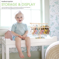 POVETIRE baby bow organizer two-tier shows full bow sets at a glance