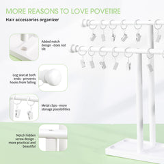 POVETIRE beech wood headband organizer highlights natural texture and sturdy storage