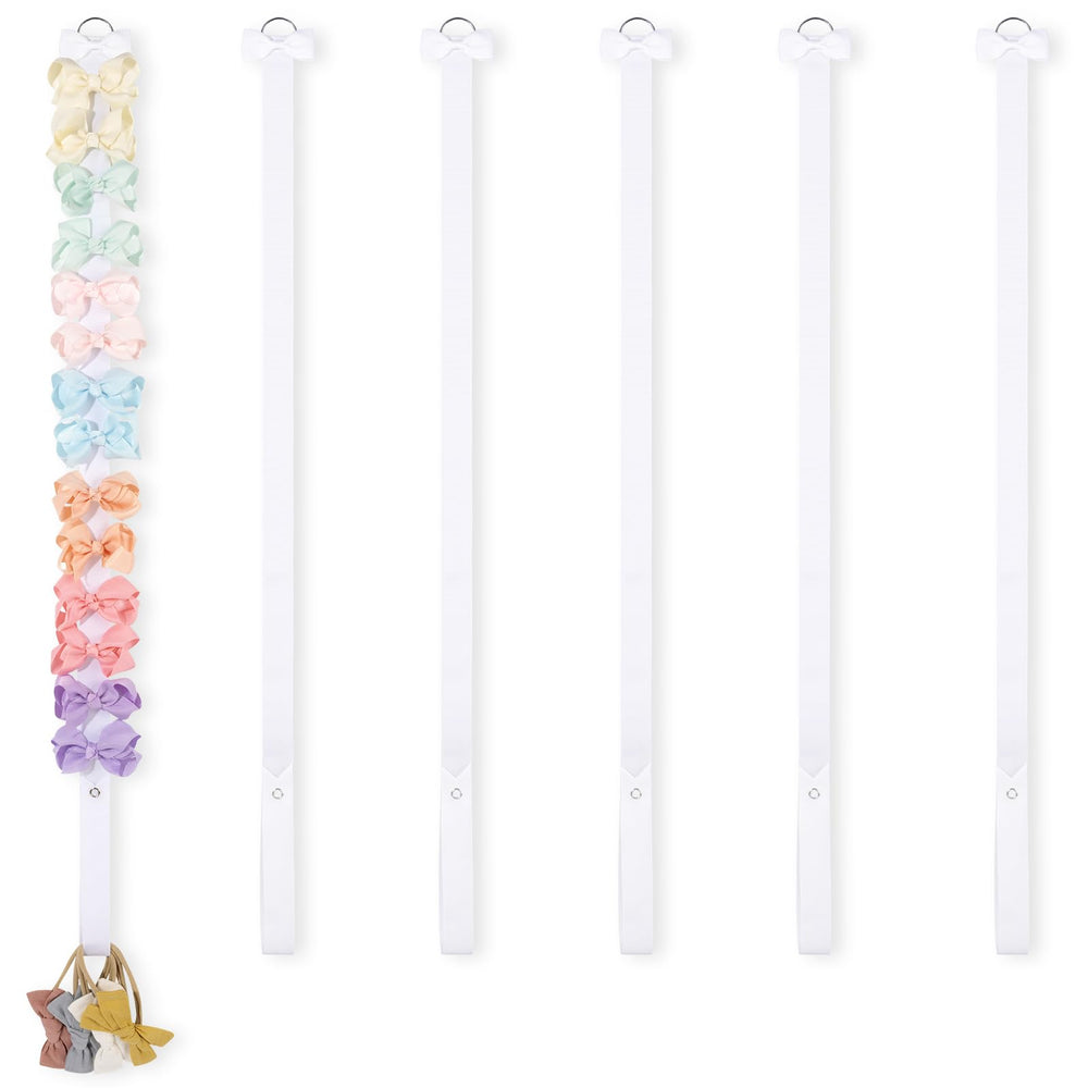 POVETIRE bow holder wall display showing organized bows and headbands for easy daily access.