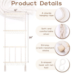 POVETIRE cotton canvas belt ribbon and beech wood construction provides sturdy storage