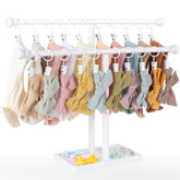 POVETIRE headband holder two-tier wooden rack keeps headbands organized and easy to reach