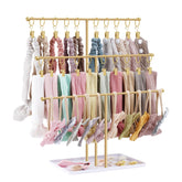 POVETIRE headband holder stand side view showing organized headbands for quick daily styling.
