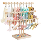 POVETIRE headband holder stand in natural beech wood displays organized baby bows