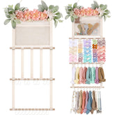 POVETIRE headband holder wall display shows 30x14 inch organization for tidy bows