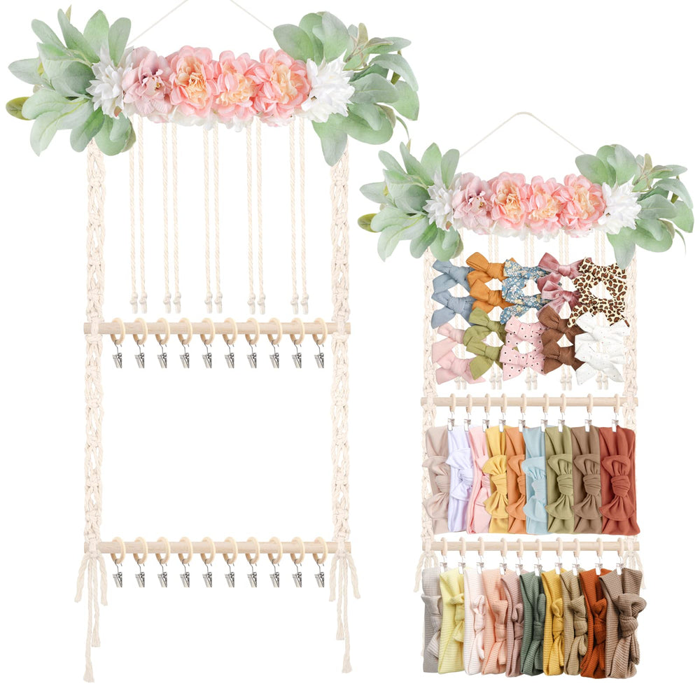 POVETIRE headband holder wall mount keeps hair bows neatly organized and ready to display.