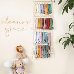 POVETIRE headband organizer installation image demonstrates simple wall mounting steps