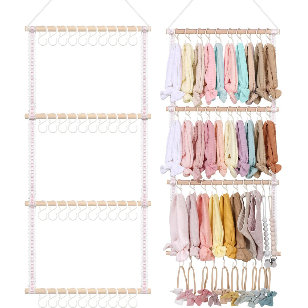 POVETIRE headband organizer wall-hanger displays up to 80 headbands for easy access