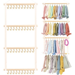 POVETIRE headband organizer mounted on wall demonstrates 80-headband capacity