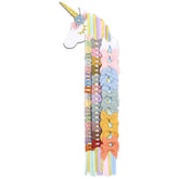 POVETIRE unicorn hair bow holder closeup highlights premium wood and glitter horn for nursery decor.