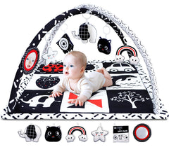 Poycuna black and white baby gym front view aids visual development with high-contrast design.