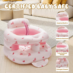 POZMTIORE inflatable baby seat pink bunny built-in pump enables quick inflation.