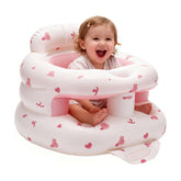POZMTIORE inflatable baby seat pink bunny front view shows travel-friendly compact design.