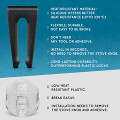 POZOZA stove knob locks heat-resistant silicone endure high-heat environments.