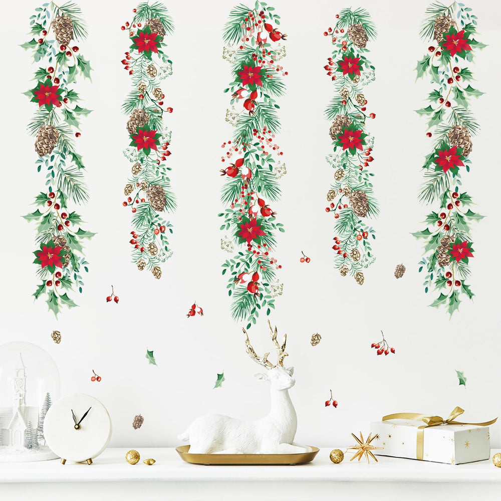 Prabahdak Christmas garlands wall sticker pine cones adds cozy holiday charm indoors or sheltered outdoor areas.