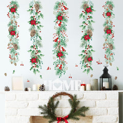 Prabahdak Christmas garlands wall sticker poinsettias creates festive focal points on walls or windows.