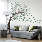 Prabahdak green-tree-big-tree wall decal creates a calming focal point in living rooms