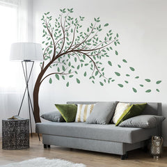 Prabahdak green-tree-big-tree wall decal creates a calming focal point in living rooms