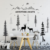 Prabahdak woodland deer wall decal creates a calming forest scene for kids' room decor.