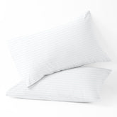 Prajwal Linen toddler pillowcase with zipper closure on white stripes offers secure fit