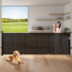 Pravoluxmax 120in retractable gate extended for wide openings and safe passage.