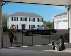 Pravoluxmax 200-inch retractable gate fully retracted for wide doorway safety