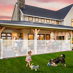 Pravoluxmax retractable gate extended to 200 inches for wide openings