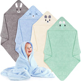 Preboun coral fleece baby hooded towel set with soft fibers for gentle post-bath warmth