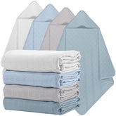 Preboun hooded towel blue close-up showing absorbent soft muslin texture