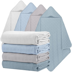 Preboun hooded towel blue close-up showing absorbent soft muslin texture