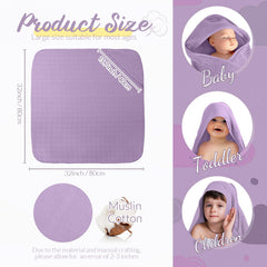 Preboun muslin hooded baby towel closeup shows absorbent fabric for quick drying.