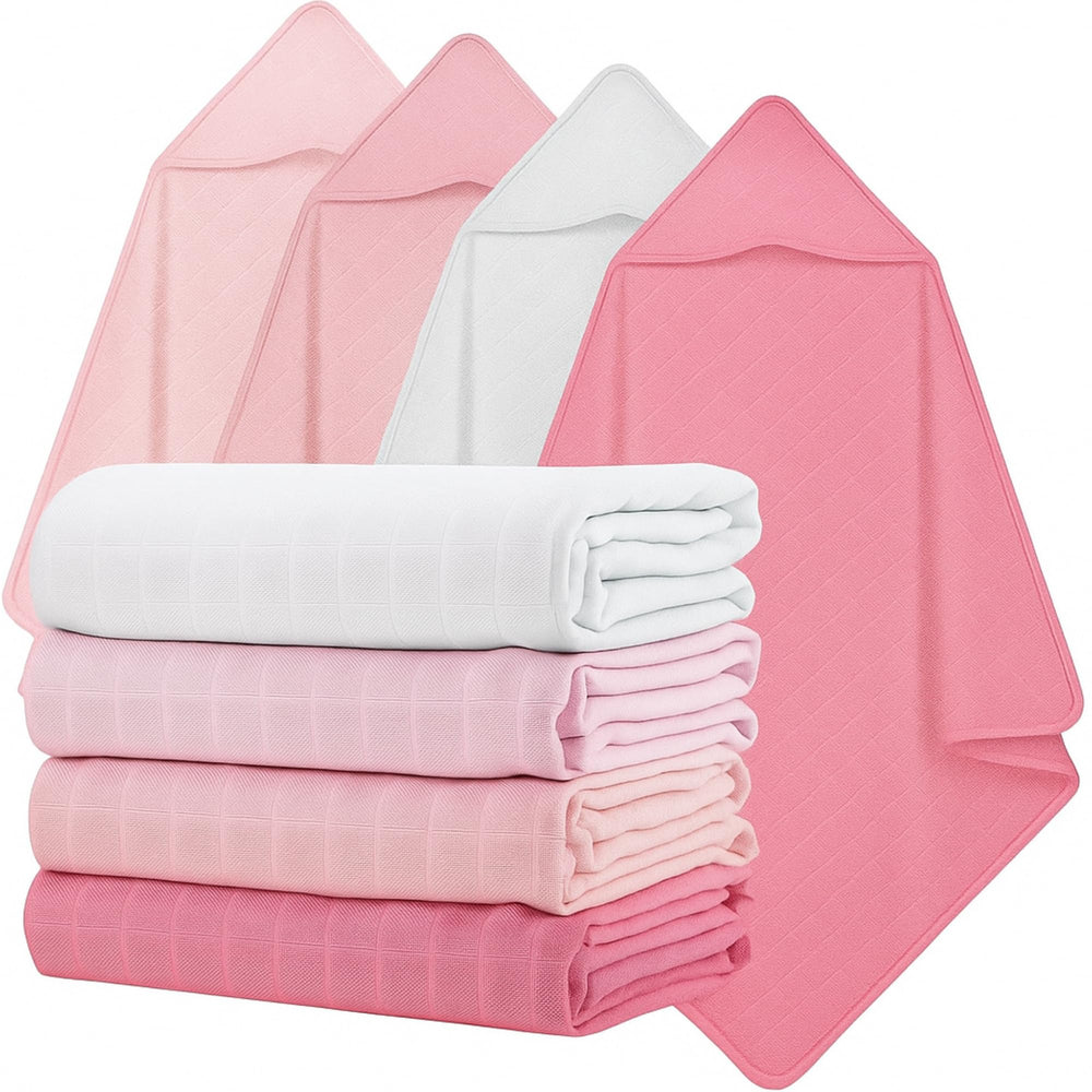 Preboun hooded baby towel pink folded for warm post bath time