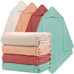 Preboun muslin hooded towel set pink 32x32 for gentle newborn drying and warmth