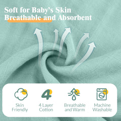 Preboun washcloth blue 12x12 β breathable cotton-muslin for quick-dry, mealtime cleanup