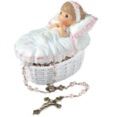 Precious Moments Baptized In His Name resin box front view shows soft pastel hand-painting, keepsake gift.