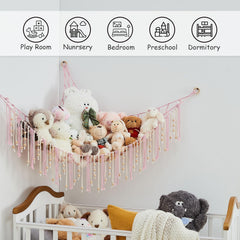 Pretty Jolly boho tassel design adds decorative storage for kids' rooms.